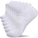 Lapulas Athletic Ankle Socks, Low Cut Cushioned Anti-Blister Running Tab Sports Socks for Men and Women 6Pairs (White, L)