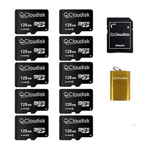 Cloudisk Pack of 9 Micro SD Card 128MB Small Capacity (Not 128GB) Memory Card C4 with Adapter, Card Reader (128MB=0.128GB)