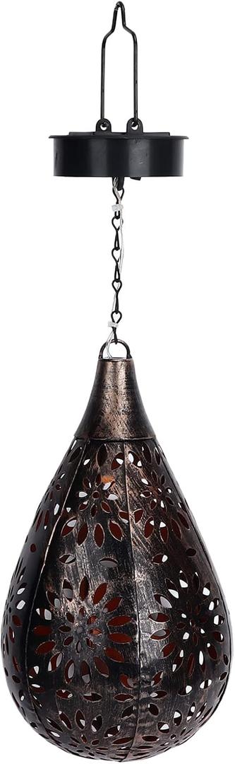 Hanging Solar Lights Solar Lantern LED Garden Lights Metal Lamp Waterproof Solar Lgiths for Outdoor Hanging Decor Retro Wrought Iron Chandelier Christmas Lights