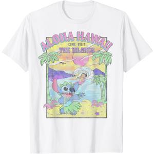 Disney Lilo & Stitch Aloha Hawaii Come Visit The Islands T-Shirt (Small)