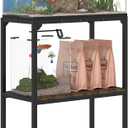 20 Gallon Fish Tank Stand, Upgraded Height Aquarium Stand Table with 2 Tiers Storage Shelf, Metal Reptile Breeder Turtle Terrarium Stand Rack for Home Office, 24" L x 12" W x 32.2" H, Black