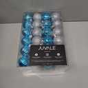 Juvale Mini Glitter, Mirror Shatterproof Christmas Tree Ball Ornaments (Teal, Silver, 1.5 Inch, 48 Pack)