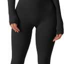 QINSEN Womens Sexy Square Neck Long Sleeve Full Length Leggings Bodycon Stretch Jumpsuit (XL, Black)