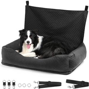 Dog Car Seat for Medium Large, Safe and Comfortable Dog Car Bed Medium Under 60lbs, Multipurpose Design Washable with Non-Slip Base (Black)