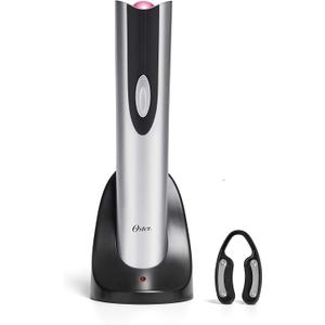 Oster Cordless Electric Wine Bottle Opener with Foil Cutter FFP One Silver