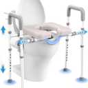 Male-Friendly Raised Toilet Seat with Handles, Adjustable Width Toilet Seat Riser for Seniors, 400LBS Handicap Toilet Seat for Elderly, Elevated Toilet Riser, Fits Any Toilets