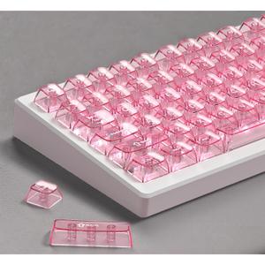 dagaladoo Pink Clear Keyboard keycaps,Transparent keycaps 60 75 100 Percent,Ceramic Jelly Key caps Set,Shine Through Crystal caps,MDA Profile Key caps for Mechanical Keyboard(115key)