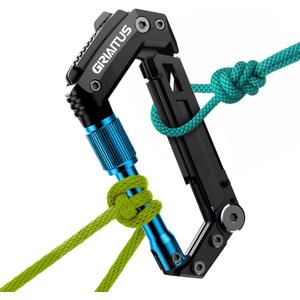 Carabiner Multitool with Pocket Knives, EDC Carabiners, Serrated Knife, Rope Cutter, Screwdriver, Can Bottle Opener, Ruler, Folding Knife for Camping Hiking, Stocking Stuffers Gifts for Men (Blue)