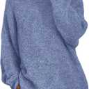 PRETTYGARDEN Womens Fall Long Sleeve Sweater Crew Neck Fuzzy Loose Fit Chunky Knit Oversized Pullover Sweaters Going Out Tops (X-Large, Mist Blue)