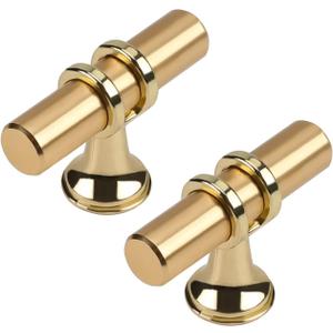 Haliwu 10 Pack Gold Cabinet Knobs, Brushed Brass Handles Kitchen Cabinet Knobs Champagne Gold Pulls Kitchen Hardware, Single Hole Pull