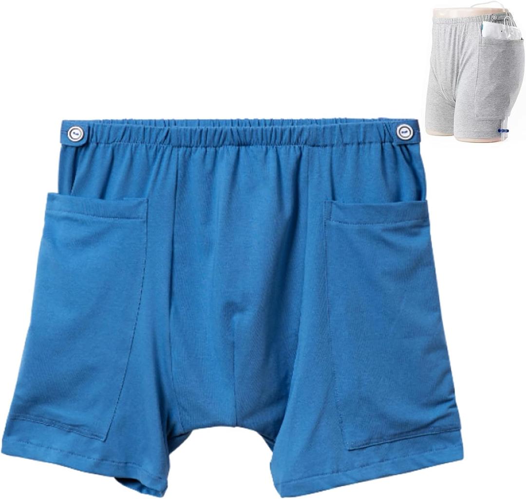 New Type of Urine Bag Pants, Underwear Urine Bag Pants for Elderly, Urine Drainage Bag Underwear, Nephrostomy Bag Pants for Abdominal Surgeries Patient (X-Large, Blue)