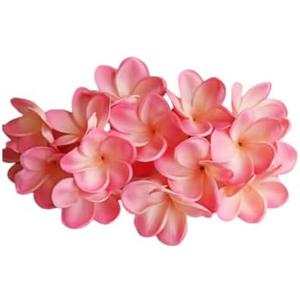 Naeutop 10 pcs Artificial Plumeria Flowers -1.5inch Stems & 3inch Real Touch Lifelike Frangipani Fake Flower Bouquets for Cake Top Home Office Wedding Engagement Party Spring Flowers Decor (Pink)
