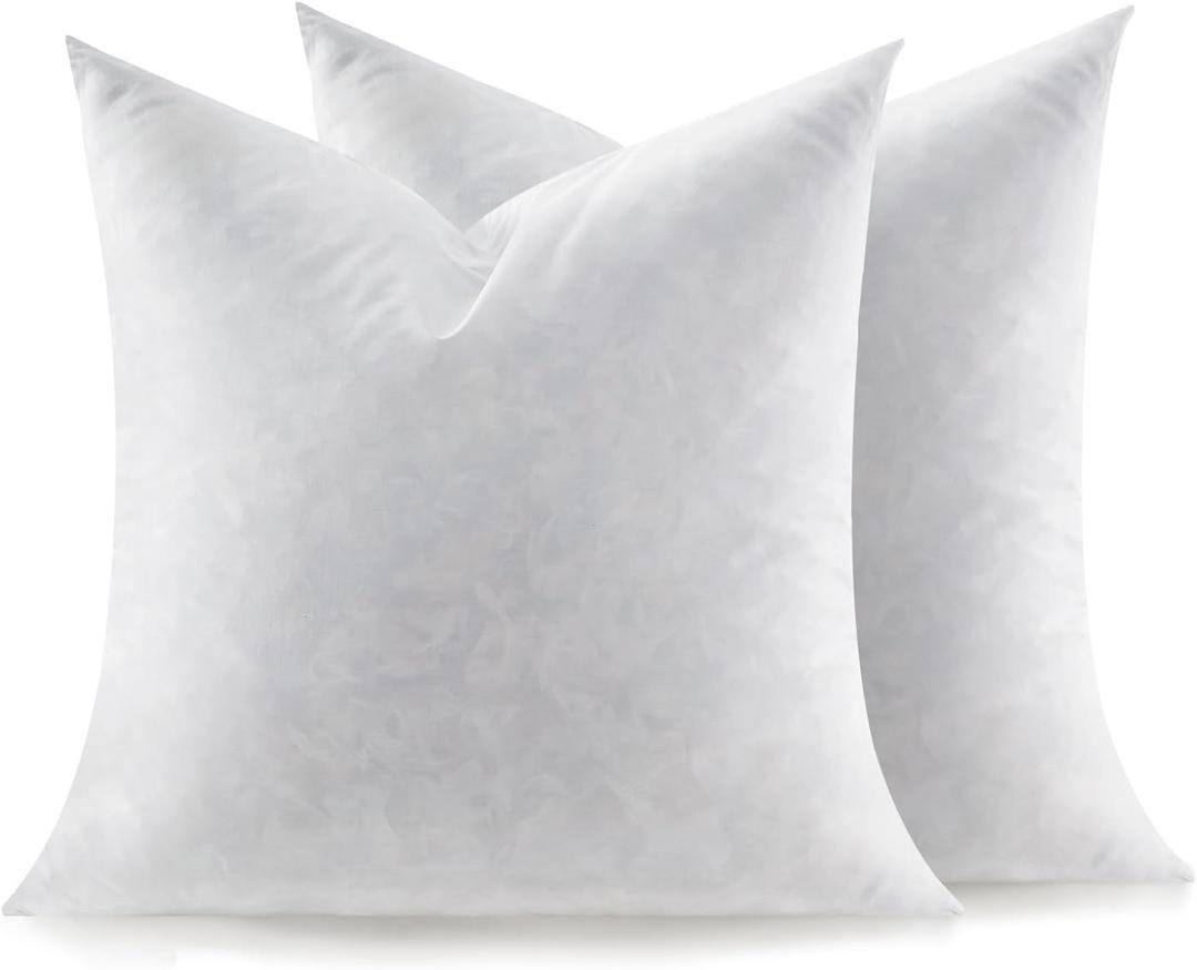 Feather Throw Pillow Inserts Set of 2, Soft Fluffy Square 16 x 16 Inches Decorative Pillow Insert, Feather and Down Filled Euro Pillows