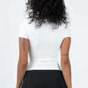 Dwnval Womens 2 Piece Sexy Casual Short Sleeve Crewneck Shirts Summer Slim Fit Cute Crop Tops (White, L)