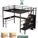Metal Full Size Loft Bed with L-Shaped Gaming Desk & Storage Staircase
Loft Bed Full Size with LED Light, Charging Station, Storage Steps, Wardrob and Convertible Staircase for Teen/Adult Bedroom