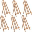 U.S. Art Supply 18" Large Tabletop Display Easel - Beechwood Artist A-Frame Display Stand, Wooden Easel for Painting, Canvas Stand, (Pack of 6) Classrooms Events Photo Picture Sign Holder