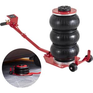 VEVOR Air Jack, 3 Ton/6600 lbs Triple Bag Air Jack, Airbag Jack with Six Steel Pipes, Lift up to 17.7 inch/450 mm, 3-5 s Fast Lifting Pneumatic Jack, with Long Handles for Cars, Garages, Repair, (Red) 