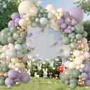 Amandir 173Pcs Dusty Green Purple Pink Balloon Arch Garland Kit, Lavender Pastel Blush Pink Yellow Mist Green Gold Confetti Balloons for Easter Shower Wedding Tea Wildflower Birthday Party Decorations