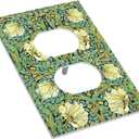 Outlet Covers William Morris Vintage Floral Yellow Flowers Green Leaf 1 Gang Duplex Wall Plate Decorative Switch Plates Electrical Receptacle Faceplate Light Switch Cover for Bedroom Decor