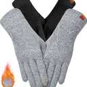 REACH STAR Winter Gloves for Women Touch Screen Thermal Lining Warm Gloves Cold Weather Christmas Gifts (Black+light Gray)