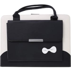Handbag Case for iPad Pro 13" (M5/M4) 2025/2024, Air 13" M2 M3, iPad Pro 12.9-inch 2018-2022, Tech circle Cute Bowknot Pocket Wallet Design Folio Stand PU Leather Carrying Case, Auto Sleep/Wake, Black