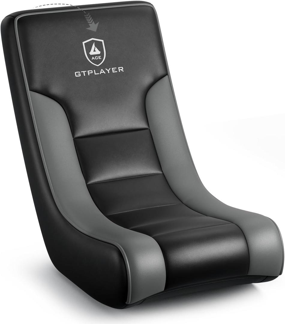 GTPLAYER Floor Rocking Gaming Chair – Floor Rolling Game Chairs with Angle Limiter, Gamer Rocker Floor Seat, Compact & Lightweight, Black & Grey, Standard