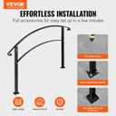 Happybuy Handrails for Outdoor Steps, Fit 1 or 3 Steps Outdoor Stair Railing, Black Wrought Iron Handrail, Flexible Front Porch Hand Rail, Transitional Handrails for Concrete Steps or Wooden Stairs