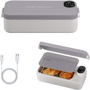 HomeBeyond Cordless Electric Lunch Box, Rechargeable Heated Lunch Box, 6-Temp 7-Timer Settings 900ml Stainless Steel Container, Portable Food Warmer for Office, Car, Travel, Outdoor Work