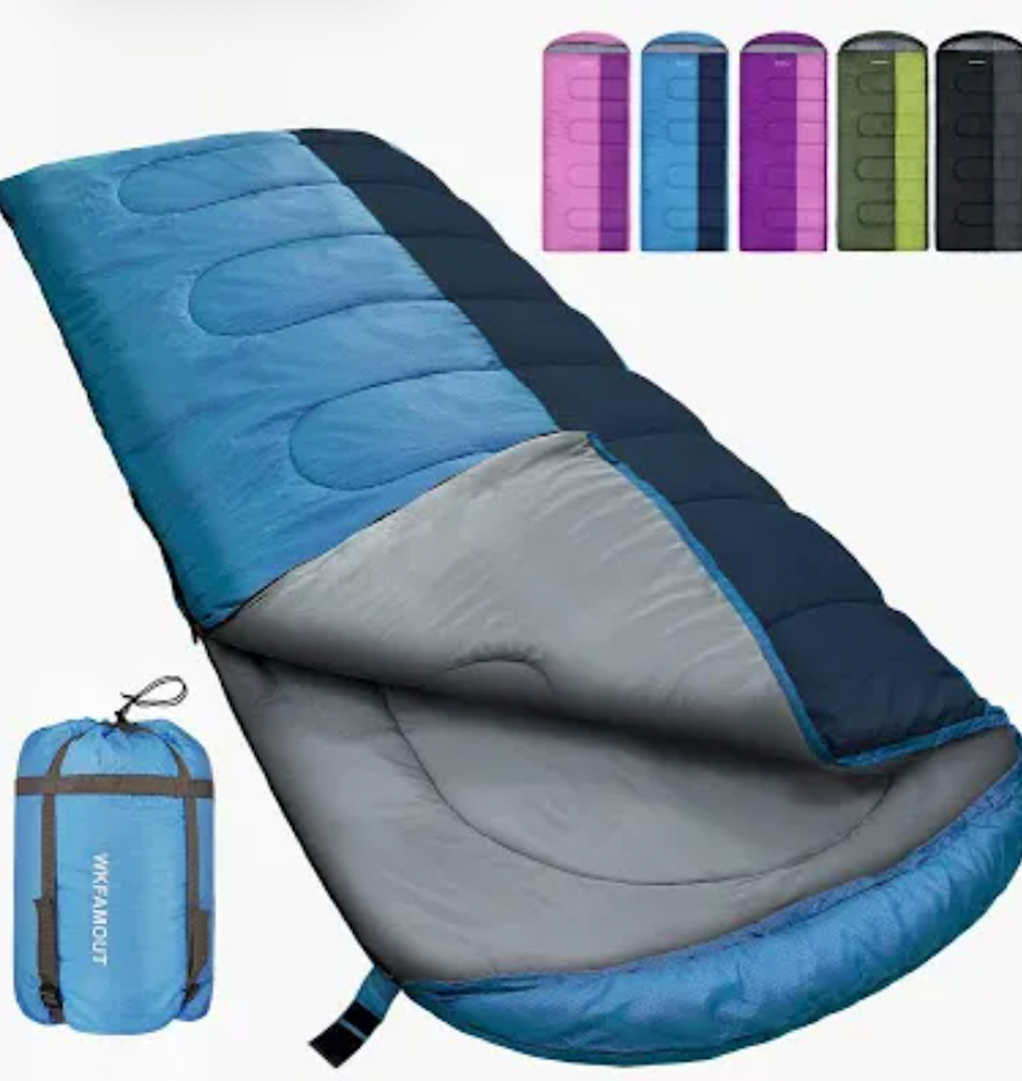 WKFAMOUT XL 10 Degree Sleeping Bags Waterproof for Adults 350GSM Machine Washable with Compression Sack for 3-4 Season Camping Outdoor 10° F · Rectangular