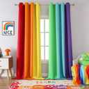 THOOO 2 Panels Rainbow Curtains Blackout Curtains 84 Inches Long for Bedroom Living Room Classroom Nursery Colorful Room Darkening Grommet Curtains Patchwork Red, Orange, Yellow, Green, Blue, Purple, 52"W x 84"L (Pack of 2)