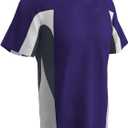 CHAMPRO Boys' Relief V-Neck Youth Baseball Jersey (X-Large, Purple, Graphite, White)