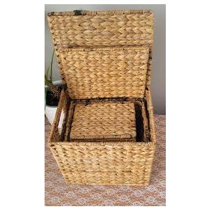 Wicker Basket with Handles Natural Brown 4 PRS  16x14 13.5x12 12x10 10x8