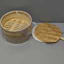 Prime Home Direct Bamboo Steamer Basket 8-Inch | 2-Tier Steamer for Cooking | 50 Liners | Small Instant Steaming Cookware Asian Food, Bao Buns, Chinese, Dim Sum, Dumpling, Rice, Vegetable Steam Pot