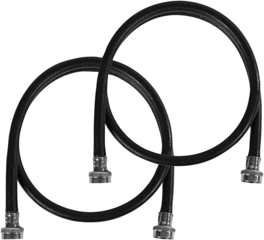Certified Appliance Accessories Washing Machine Hose (2 Pack), Hot and Cold Water Supply Line, 5 Feet, Polyester-Reinforced EPDM, Black