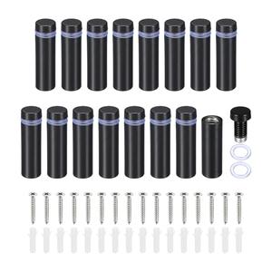 1/2 x 1.6 Inch Sign Standoff Screws, 10 Set Stainless Steel Wall Standoff Mounting Hardware Advertising Glass Nail for Hanging Acrylic Picture Frame Acrylic Panel, Black