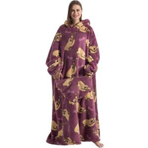 Oversized Wearable Blanket Hoodie for Adults - Extra Long Womens Blanket Sweatshirt (Sloth)
