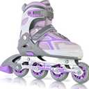 2PM SPORTS Torinx Green Boys Adjustable Inline Skates, Fun Beginner Roller Skates for Kids, Youth, Girls, Men and Women (Small - Little Kid (10.5C-13C US), Violet)