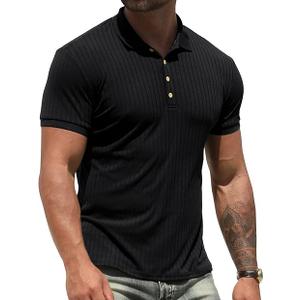 NITAGUT Men's Polo Shirts Long and Short Sleeve Performance Slim Fit Zip T-Shirts for Sports Golf Tennis Workout, Size M