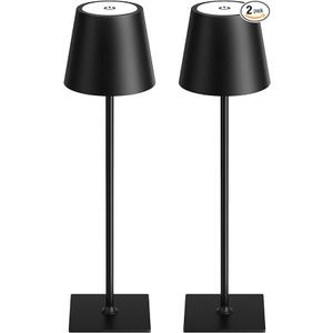 Kakanuo Cordless Table Lamp, 3 Color Stepless Dimming, 5000mAh Rechargeable Battery Powered, Outdoor LED Lamps, for Dining Room, Living Room, Bedroom, Bar, Cafe, Restaurant, Patio, Camping  Black