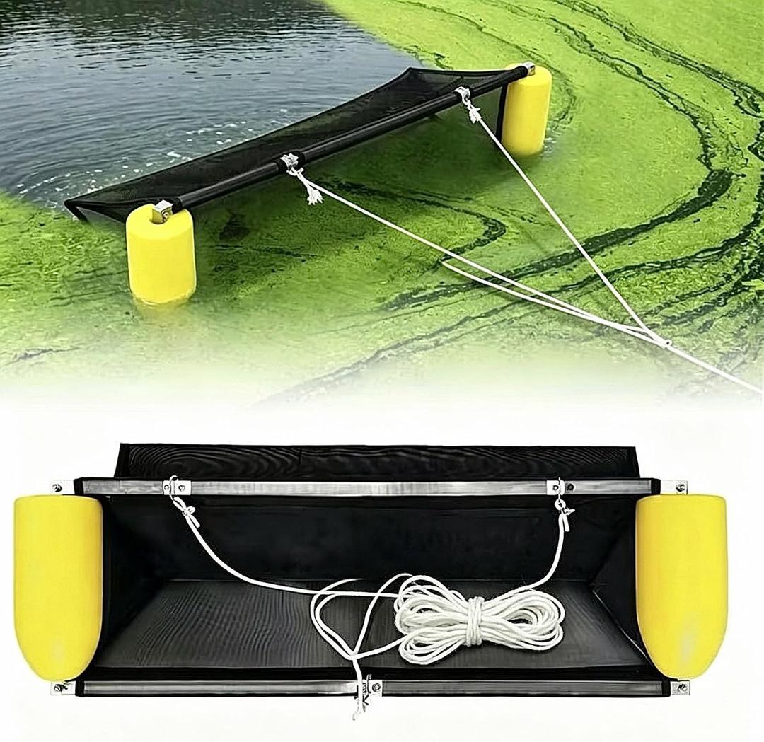 40" Wide Floating Pond Skimmer for Lakes & Ponds, Extra Replacement Net, Lightweight Aluminum Frame, Collects Debris and Leaf, Cleaning Tool for Ponds and Lakes, X-Large