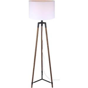Canarm Cameram 1-Light Farmhouse Floor Lamp, 62-Inch Wood and Black Finish with White Fabric Shade, 3-Way Socket Switch for Living Room and Bedroom Lighting