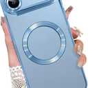 KANGHAR Case Compatible with iPhone Air Clear Magnetic Design,Blue | Compatible with MagSafe Full Camera Protector Anti-Yellowing Shockproof Cute Cover for Women Men
