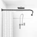 L Shaped Shower Curtain Rod, (23.6"-33.5"x23.6"-33.5") Adjustable Curved Shower Rod, 90 Degree Corner Shower Rods for Bathroom Clothing Store Locker, locker rooms, fitting rooms,Black