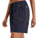 SANTINY Women's 5''/ 7''/9'' Hiking Cargo Shorts Quick Dry Lightweight Summer Shorts for Women Athletic Golf Zipper Pockets (Blue, XL)