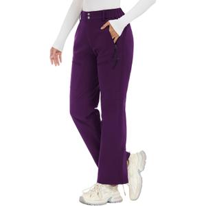 Women's-Snow-Ski-Pants-Fleece-Lined-Waterproof-Insulated Flare Warm for Snowboard Winter Hiking Travel 5 Pockets M
