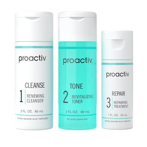 Proactiv 3 Step Acne Treatment - Benzoyl Peroxide Face Wash, Repairing Acne Spot Treatment for Face and Body, Exfoliating Toner - 30 Day Complete Acne Skin Care Kit