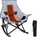 Slendor Oversized Rocking Camping Chair, XL Heated Camping Chair w/ 3 Levels Heat for Back+Seat, Padded Rocking Heated Chair, Portable Lawn Recliner with Pillow, Side Pocket, Carry Bag, Grey+Black