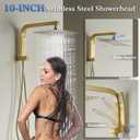 Brushed Gold Shower System with 10Inch Rain Shower Heads with Handheld Spray Combo, Gold Shower Faucet Set with Rain Shower and Handheld, Gold Shower Head and Handle Set(Shower Valve Kit Included)