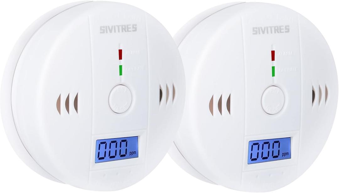 2 Packs Carbon Monoxide Detectors Carbon Monoxide Alarm CO Alarm Detector Monitor with LED Digital Display Battery Operated