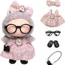 3 x 17cm Doll Clothes for Labubu, Clothing Outfits & Accessories Set, Dress Up Outfit for Labubu Doll with Purse Shoes Glasses (Pink Dress Set)